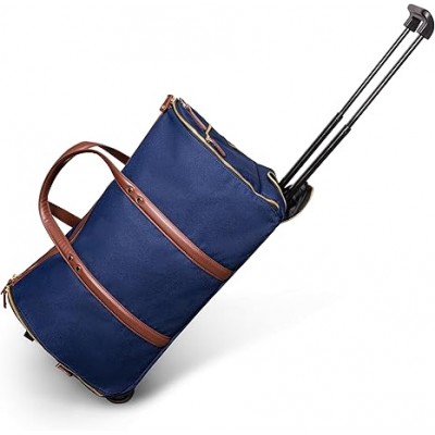 Convertible Rolling Duffel Carry On - Weekender Bag with Wheels and Handle Shoe Pouch Convertible Garment Bag for Travel