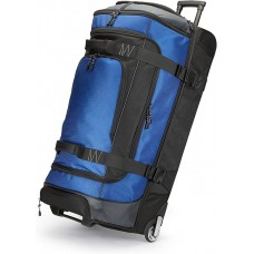 Basics 35-Inch Large Rolling Duffle Bag with Wheels and Handle, Travel Duffle Bag with Durable Ripstop Polyester Material, 2 Layers of Space, Multiple Interior and Exterior Pockets