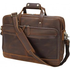 Leather Briefcase for Men 17 Inch Laptop Crossbody Shoulder Messenger Bag Attache Case for Business Travel Work Lawyer