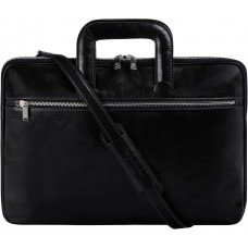 Slim Leather Briefcase - Handmade Leather Computer Bag - Briefcase for Men and Women - Laptop Bag
