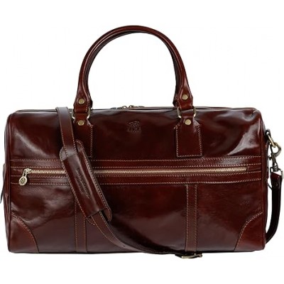Time Resistance Leather Travel Bag - Duffel Weekender Bag (Brown)
