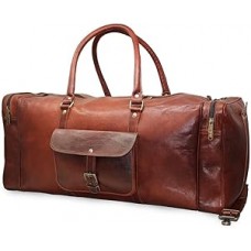26 Inches Leather Duffle Bag Travel Carry-on Luggage Overnight Gym Weekend Holdall Duffel Bag Men Vintage Brown