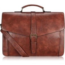 Men's Leather Briefcase for Travel/Office/Business 15.6 Inch Laptop Messenger Bag, Brown