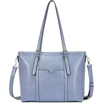 Womens Leather Laptop Tote Office Shoulder Handbag Vintage Briefcase 15.6 inch Computer Work Purse