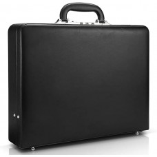 Hard Case Leather Attache for Professionals，Business Briefcase with Lock for Men