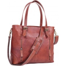 17-inch Large Leather Tote Bag for Women Genuine Brown Leather Laptop Bag with Zipper Professional Briefcase, Computer Tote for Work, Business, Travel, & Daily Use
