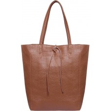 Soft Genuine Calf Leather Tote Bag | Unstructured Unlined Shopper with Zipper, Inside Pocket & Flat Base