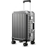 Zipperless Luggage with Spinner Wheels, Polycarbonate Aluminum Hard Shell Suitcase, Carry On 20 Inch, Charcoal Metallic