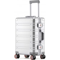 All Aluminum Carry On Luggage 22x14x9 Airline Approved Hard Shell Suitcases with Spinner Wheels Zipperless Luggage 20 inch Carry On Suitcase, Sliver