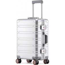 All Aluminum Carry On Luggage 22x14x9 Airline Approved Hard Shell Suitcases with Spinner Wheels Zipperless Luggage 20 inch Carry On Suitcase, Sliver