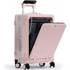 Carry On Luggage, Noble Zipperless Aluminum Frame PC Hard Shell Suitcase, 23.5x15.5x10 Airline Approved, 360° Spinner Wheels, TSA Locks, USB Charging Port, Cup & Phone Holder