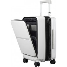 20 Inch Carry On Luggage Airline Approved Hard Shell Suitcases with Wheels & Front Pocket Travel Luggage Lightweight Carry On Suitcase for Travel Rolling Luggage(Grayish white)